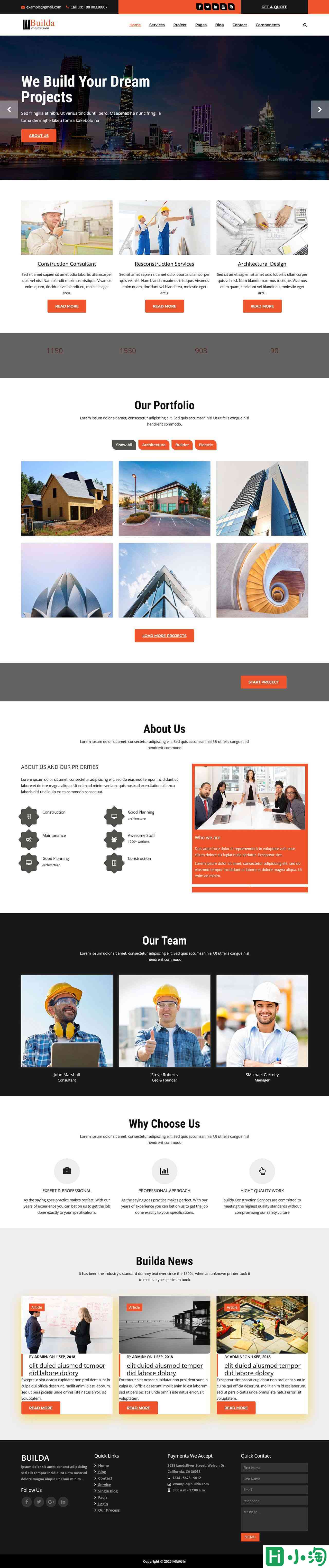 现代房产建筑建设网站模板-PC预览